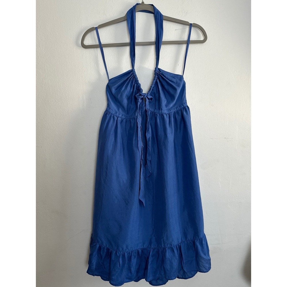 Banana Republic Vintage 100% Silk Halter Babydoll Dress Sz 4 Coquette Whimsy Y2K